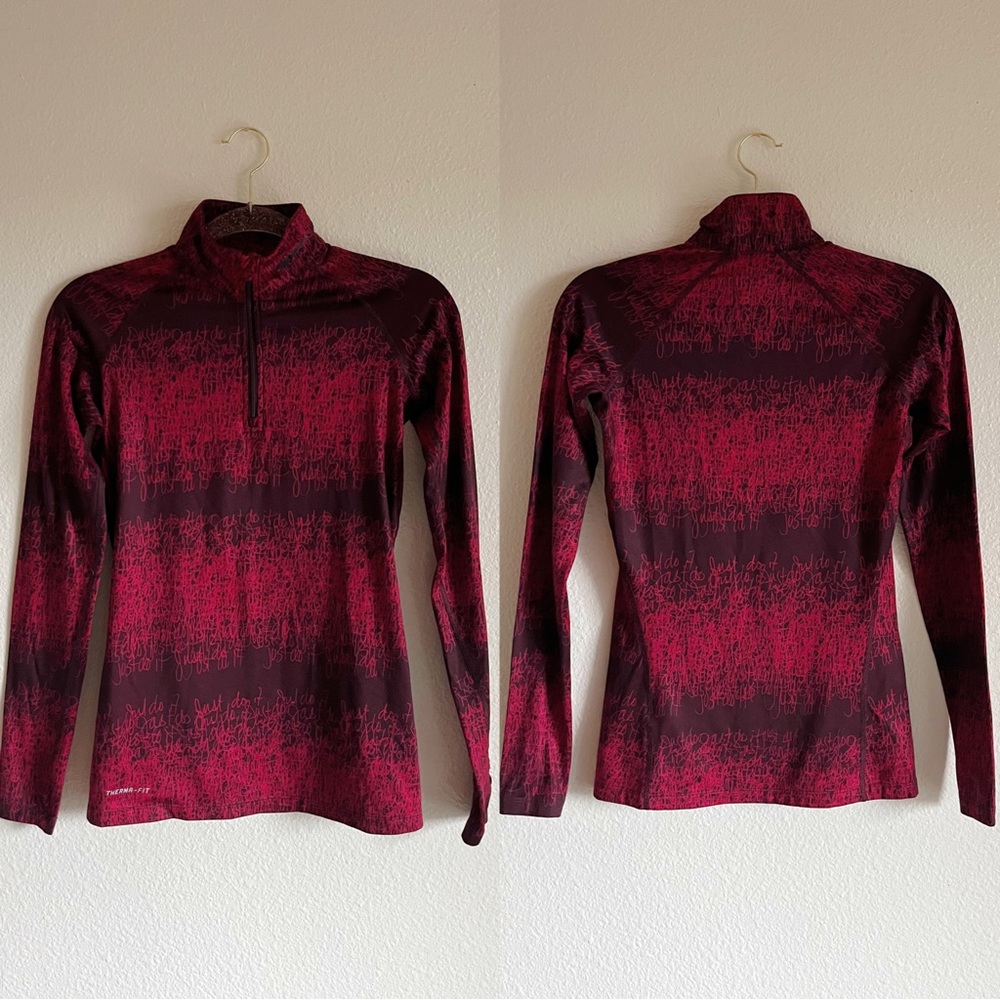 Nike Therma Fit Red Half Zip Up Long Sleeve Athletic Workout Running Pullover